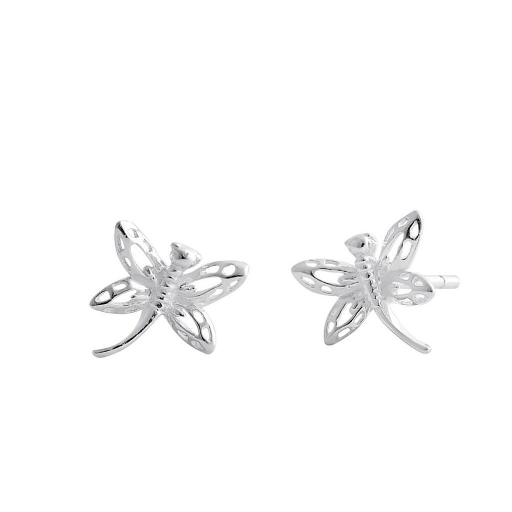 Sterling Silver Flying Dragonfly Stud Earrings New